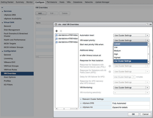 Setting VM Restart Order